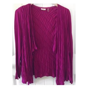 DKNY Diagonal Stitch Open Cardigan
